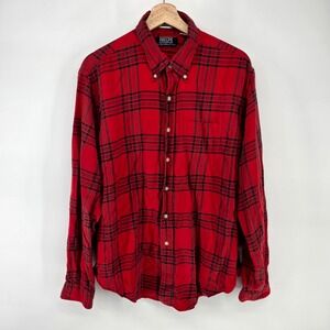 Phelps Button Down Shirt Mens XL Red Plaid Alpine Twill Made in USA Vintage